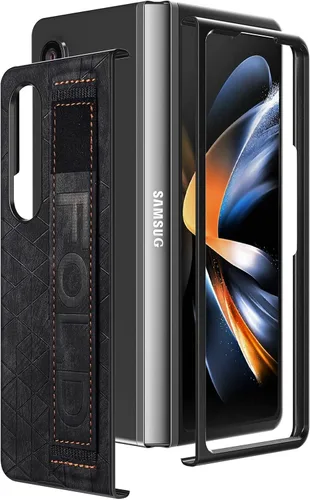 Vista 2 de Funda para Galaxy Z Fold 4, lujo a prueba de golpes Premium PU+PC, ligera, delgada, protectora resistente a los arañazos con soporte para S Pen