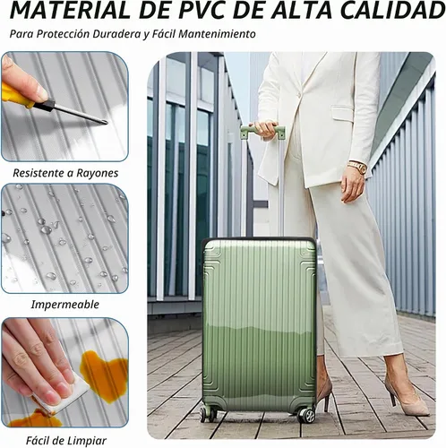 Vista 5 de Funda Transparente de PVC para Maleta, No Requiere Desmontaje Protector de Equipaje Claro Funda para Maleta Negro