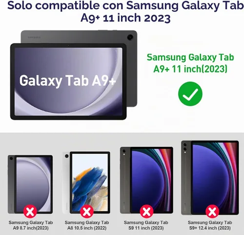 Vista 8 de SUPFIVES Funda para Galaxy Tab A9+/A9 Plus de 11 pulgadas con protector de pantalla, funda militar mejorada para tableta Samsung A9 Plus de 11 Negro