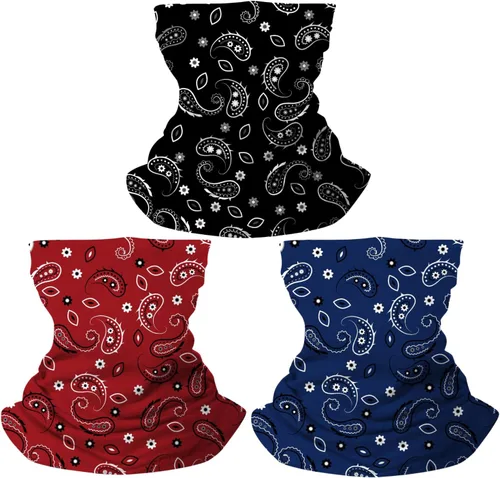 Vista 8 de CORIRESHA 3 piezas de polaina de cuello de cachemira pasamontañas bandana protección contra el polvo y el sol máscara facial para hombres y mujeres