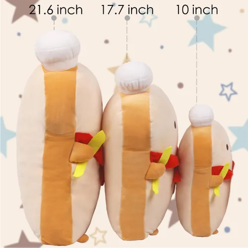 Vista 3 de ARELUX almohada de felpa de rebanada de pan divertida, de tostada, de 19.6 pulgadas, almohada para abrazar, con bufanda roja, tostada suave