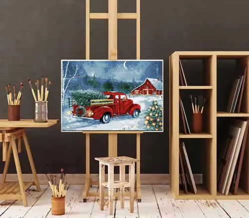 Vista 2 de Eiazuiks Pintura por números para adultos. Pintura de Navidad por números para adultos principiantes, pintura de dibujo con 3 pinceles, lienzo