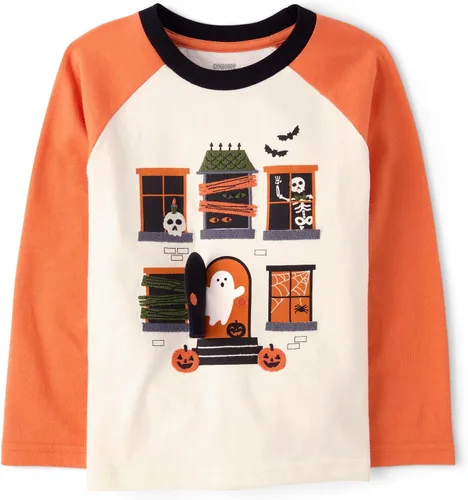 Vista 9 de Gymboree - Camisetas de manga larga con gráficos bordados en capas para niños y niños pequeños Oso de nieve azul