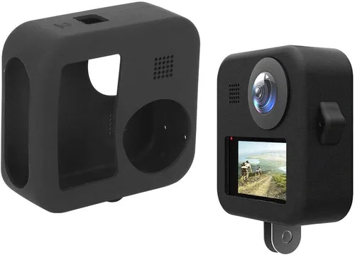 Vista 6 de Cuerpo de cámara de silicona y cubierta de lente, funda de silicona suave, cordón ajustable, para Max, negro