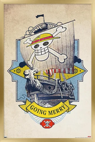 Vista 14 de Trends International Netflix One Piece - Póster de pared Going Merry de 14.72 x 22.37 pulgadas, versión enmarcada de madera de granero