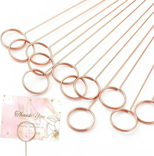 Vista 9 de Hotop 30 Piezas Soporte de Tarjetas Florales con Púas de Alambre de Metal para Tarjetas de Lugar, Soporte de 13.4 Pulgadas para Fotos y Notas, Clip