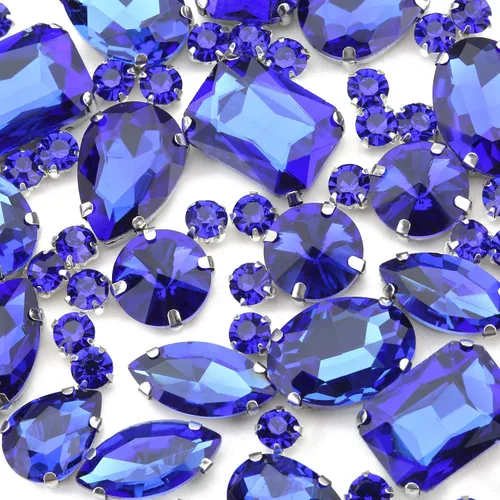 Vista 8 de Diamantes de imitación AB para coser, Choupee 130 piezas de diamantes de imitación para coser con respaldo de metal, engaste de dientes, garra