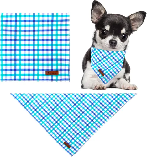 Vista 3 de Bandana de verano para mascotas - Bufanda triangular de rejilla de algodón cómoda para cachorros, pañuelo lavable para perros o gatos, niños