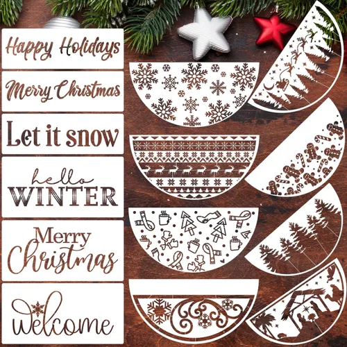 Vista 9 de Plantillas de Navidad para pintar sobre madera de 12" Plantilla de Feliz Navidad Plantillas de vacaciones Plantillas de dibujo para colgar