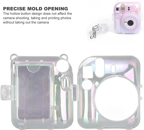 Vista 3 de Funda transparente para mini 12 instantáneos, cámara de película con capacidad para 10 películas en la parte posterior y correa ajustable