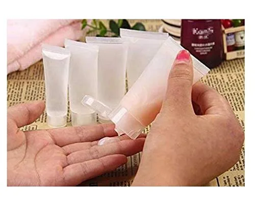 Vista 4 de 10 piezas de plástico transparente vacío recargable de plástico suave para apretar, tapa abatible, botella cosmética para loción corporal