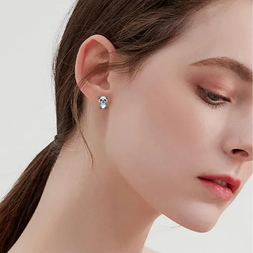 Vista 3 de Ajolotevacagatokoalaleónerizoelefantesirenapandazorromariposa aretes de plata de ley 925 lindos animales para amantes de los animales, regalos