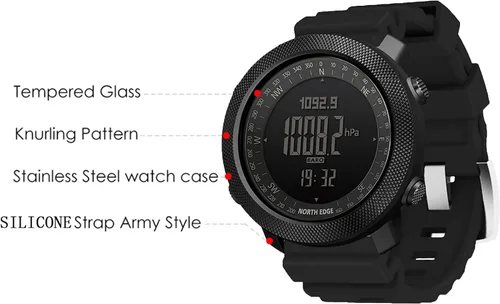 Vista 3 de HOOSHU Tactical Sports Watches for Men Digital Outdoor Survival Military Compass Rock Solid Digital Watches with Durable Band Steps Tracker