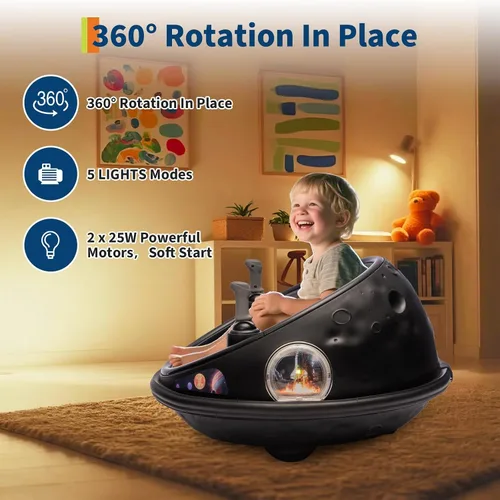 Vista 4 de Jojoka 12V embroma eléctrico coche de parachoques 360° que gira el montar Negro