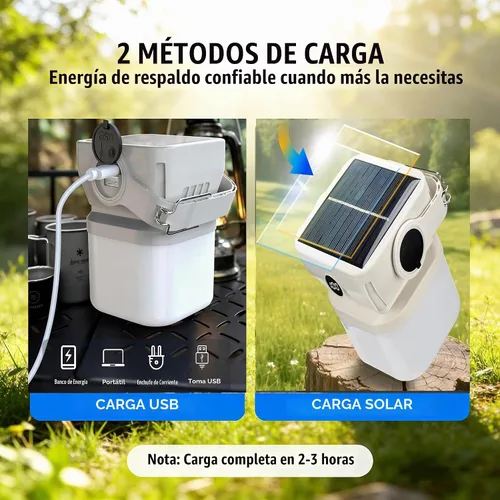 Vista 3 de V.C Formark - Linterna solar recargable para camping, luz ligera para tienda de campaña