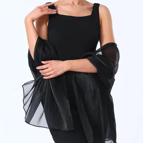 Vista 6 de Savgkoyt Chales y envolturas para vestidos de noche para mujer, chales brillantes para invitados de boda, chal ligero para dama de honor, bufandas