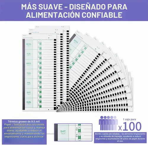 Vista 4 de 600 tarjetas de tiempo térmico semanales E8, compatibles con Lathem 2100HD