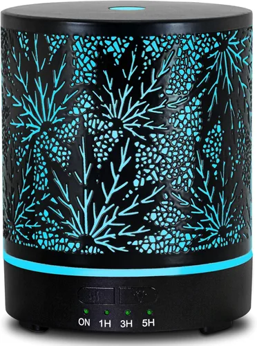 Vista 7 de Difusores de aceite esencial de 10.1 fl oz, difusores de aceite de aromaterapia de metal para habitación grande, mariposas y flores, difusor