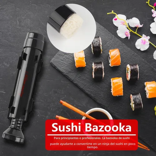 Vista 14 de Albino monkey Kit para hacer sushi con bazuca, tapete de bambú y curso