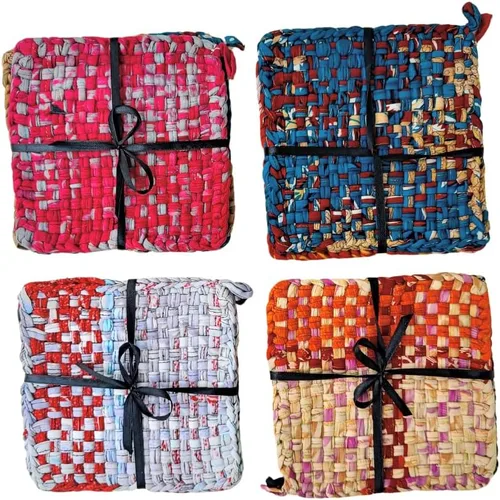 Vista 6 de Agarraderas acolchadas de algodón, reversibles, resistentes al calor, almohadillas calientes, decoración de cocina de retazos, juego de 2