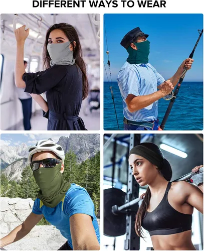 Vista 7 de LUNGEAR Bufanda para el cuello, bandana con protección UV, pasamontañas para deportes al aire libre