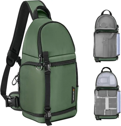 Vista 13 de K&F CONCEPT Bolsa bandolera para cámara, mochila de hombro para cámara DSLR/SLR/SLR/sin espejo, compatible con Canon/Nikon/Sony/Fuji/Gopro/DJI