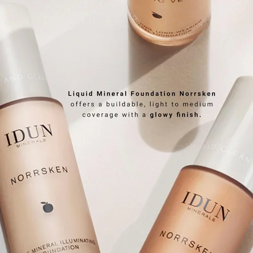 Vista 3 de IDUN Minerals Base líquida Norrsken – Cobertura suave y sedosa – Acabado luminoso y húmedo para piel seca y opaca – Maquillaje vegano y resistente