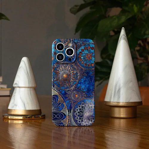 Vista 6 de Funda de teléfono para iPhone 14 Pro Max, funda ligera de mandala bohemia para PC, protección contra caídas, funda bohemia para teléfono, soporte