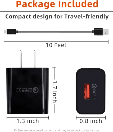 Vista 5 de Cable de carga tipo C QC3.0 de 10 pies y 18 W para Samsung Galaxy Tab A9, A9+ Plus, Galaxy Tab S6 Lite, Tab A7 10.4 pulgadas, A7 Lite 8.7 pulgadas