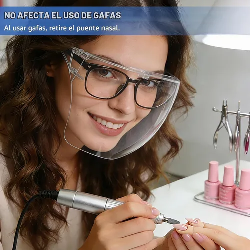 Vista 7 de Máscara facial para taladro de uñas, máscara transparente, protección transparente - 1 pieza