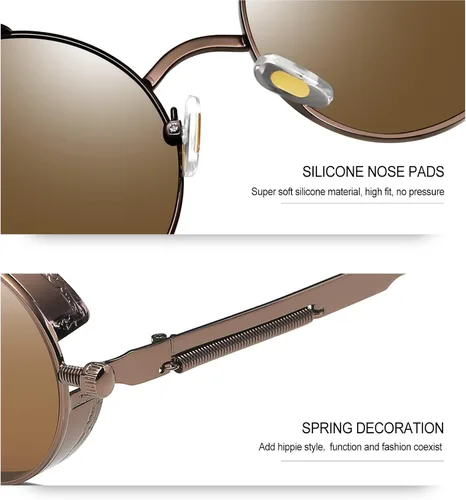 Vista 4 de Gafas de sol Joopin polarizadas, estilo Lennon, redondas, gafas de sol estilo hippy redondas para mujer y hombre