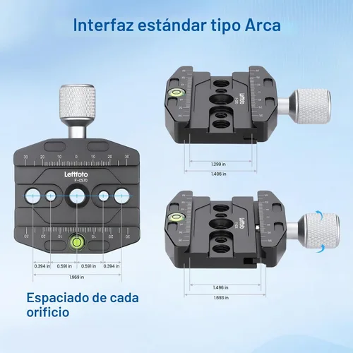 Vista 4 de Abrazadera de liberación rápida de 2.756 in compatible con placa de estilo Arca Swiss para trípode Ballhead asiento universal de cambio rápido