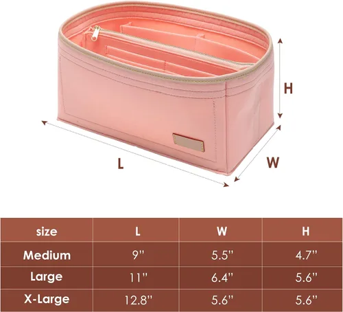 Vista 7 de KESOIL Inserto organizador de bolso para bolsos, Fit Speedy 30 Neverfull Felt Tote Insert con Base Shaper Zipper Bag en bolsa (rosa fieltro, grande)