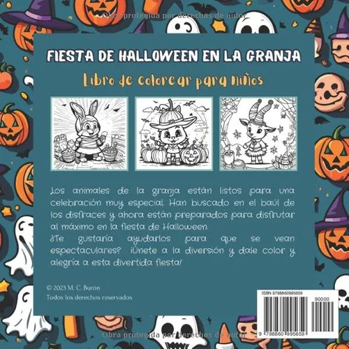 Vista 2 de FIESTA DE HALLOWEEN EN LA GRANJA Libro de colorear para niños (Spanish Edition)