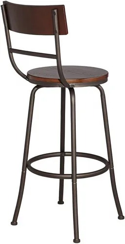 Vista 6 de Elm Lane Langdon - Taburete giratorio de metal de bronce con purpurina, color marrón, 29 pulgadas, madera de eucalipto industrial de abedul