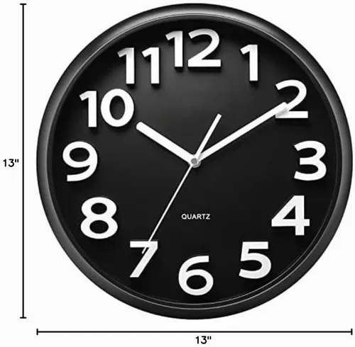 Vista 8 de Plumeet reloj de pared grande de 13 pulgadas, silencioso, sin tictac, de cuarzo, para decoración de sala de estar, estilo moderno, adecuado
