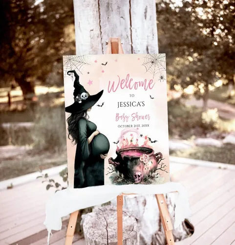 Vista 30 de Personalized Halloween Baby Shower Welcome Sign, A Little Boo Baby Shower Welcome Sign, Pumpkin Decorations,girl, Halloween Decor 12" X 18" (Small)
