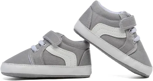 Vista 3 de SABATUTU Tenis de lona para bebés niños y niñas, suela suave, antideslizantes, ligeros, para recién nacidos, para primeros pasos, para cuna de 0 a