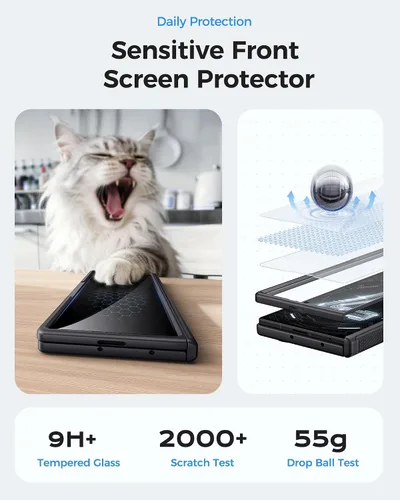 Vista 3 de BXYJY Funda para Samsung Galaxy Z Fold 7 con soporte, protector de pantalla frontal, protección de bisagra, delgada y resistente, cubierta dura