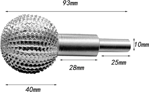 Vista 6 de Cabezal de rectificado de rebabas rotatorias, rebabas rotativas de esfera, acero al carbono, cabezal de pulido de bolas de rebabas rotativas