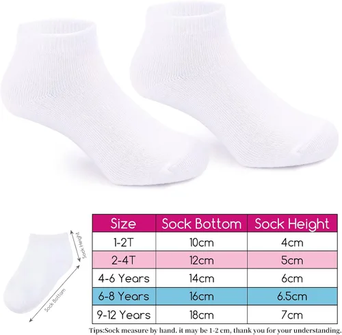 Vista 4 de Auranso 15 pares de calcetines deportivos de corte bajo para niños y niñas