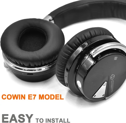 Vista 5 de Almohadillas redondas E7 – Espuma de repuesto compatible con auriculares COWIN E7 / E7 Pro con cancelación activa de ruido, cuero más suave, espuma