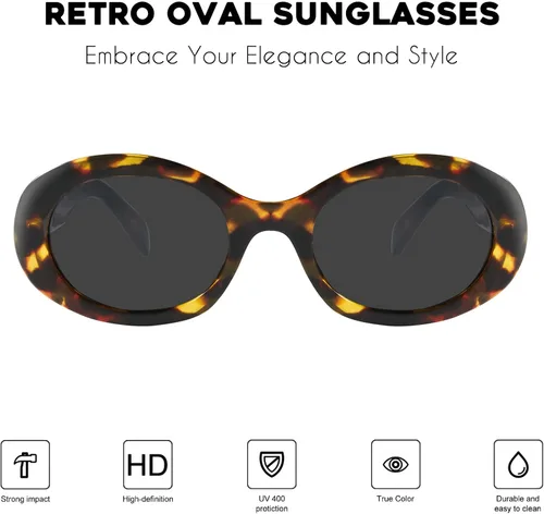 Vista 2 de mosanana Gafas de sol ovaladas retro de moda para mujer estilo de los años 90 MS52371