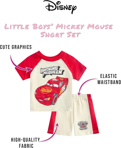 Vista 20 de Disney Conjunto de 2 piezas de camiseta y pantalones cortos de manga corta de Mickey Mouse Lightning McQueen Toy Story (12M-24M)