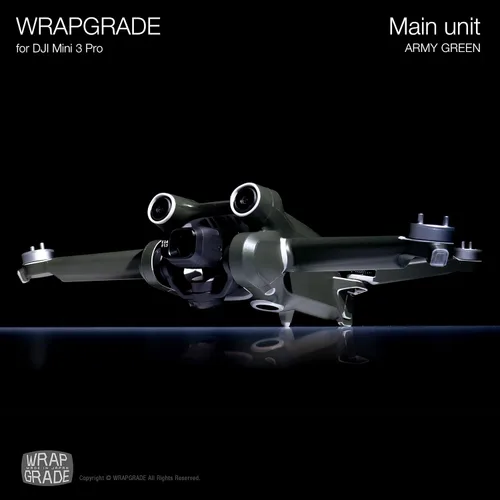 Vista 5 de WRAPGRADE Pegatinas de piel compatibles con DJI Mini 3 Pro Unidad principal (verde militar)