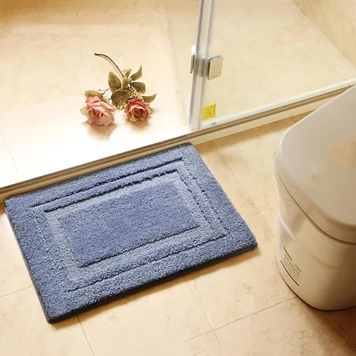 Vista 2 de Alfombra de baño de felpa súper suave para baño, alfombra de baño gruesa antideslizante para interiores, alfombra de ducha para baño, bañera, Azul
