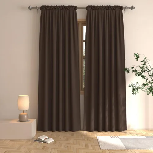 Vista 62 de UPOPO Cortinas beige de 45 pulgadas de largo para oscurecer la habitación, paneles de cortina para ventana, bolsillo para cortinero, cortinas