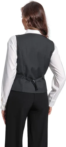 Vista 5 de Foucome Chaleco de doble botonadura para mujer, chaleco elegante con cuello de solapa