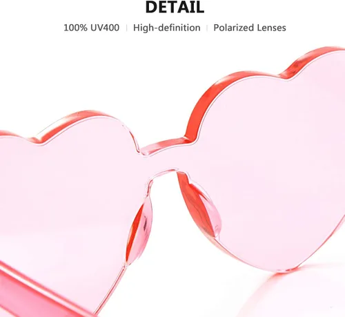 Vista 3 de Gafas de sol OLINOWL en forma de corazón de gran tamaño sin montura de una pieza para mujer