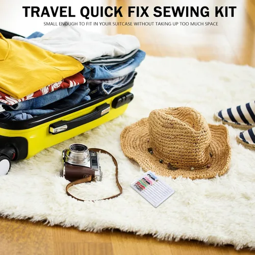 Vista 7 de MTLEE 14 cajas, 140 piezas Mini kit de costura de arreglo rápido fácil aguja pre-enhebrada kit personal básico soporte de aguja enhebrada